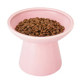 CEEFU elevated ceramic cat bowl with wide dish for whisker-friendly feeding.