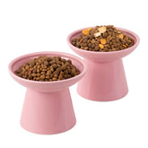 CEEFU extra wide elevated ceramic cat bowl front view showing whisker-friendly dining.