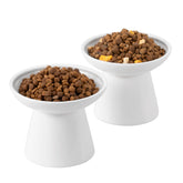 CEEFU extra-wide elevated ceramic cat bowl with whisker-friendly shallow dish.