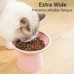 CEEFU pink ceramic cat bowl in modern kitchen setting.