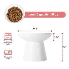 CEEFU raised ceramic cat bowl at five-inch height for easy eating.