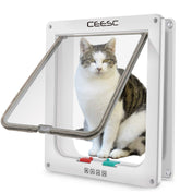 CEESC Extra Large Cat Door front view in white shows durable ABS construction