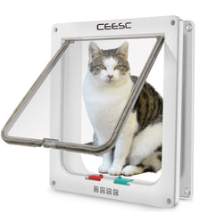 CEESC Extra Large Cat Door front view in white shows durable ABS construction