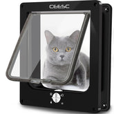 CEESC large cat door front view showing weatherproof construction for interior and exterior doors.