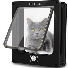CEESC large cat door front view showing weatherproof construction for interior and exterior doors.