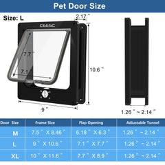 CEESC large cat door installation screws layout for secure mounting on both sides.