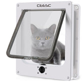 CEESC large cat door weatherproof 4-way lock on doorway for flexible pet access
