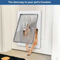 CEESC large dog door frame closeup shows sturdy build