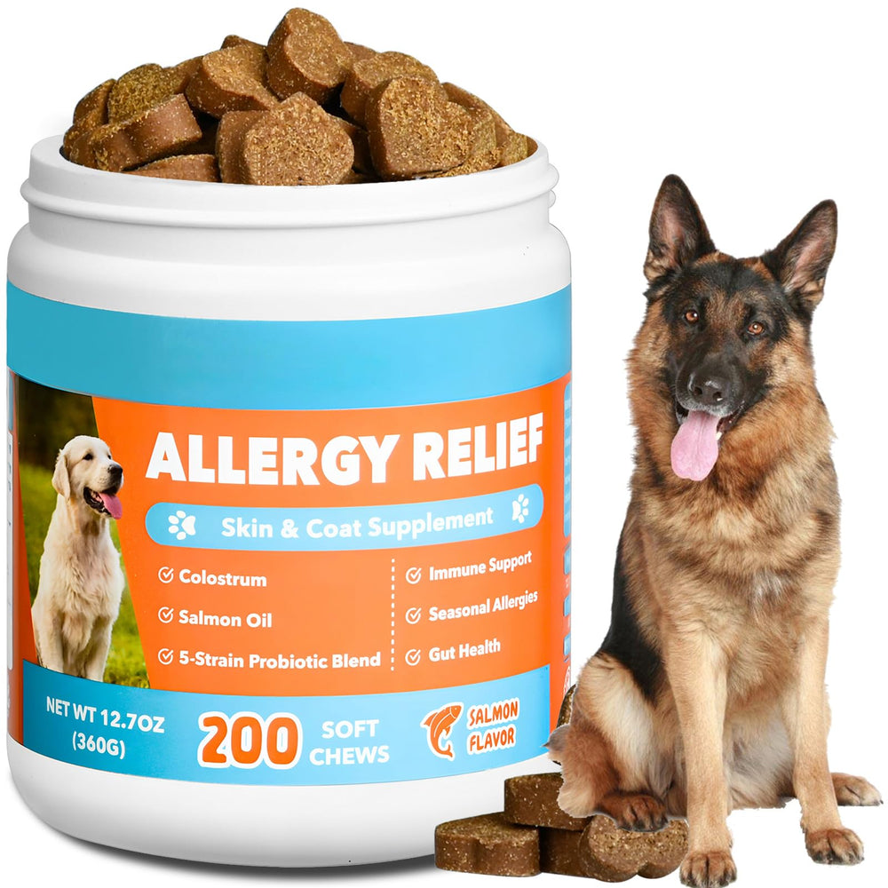 CeliAeh dog allergy chews bottle showing easy daily immune support