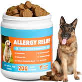 CeliAeh dog allergy chews bottle showing easy daily immune support