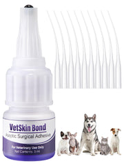 Ceoighe Vet Skin Glue bottle with applicators for convenient pet wound closure.