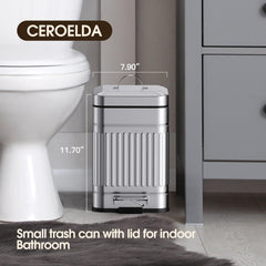 CEROELDA retro galvanized steel trash bin adds vintage charm.