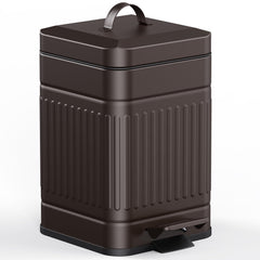 CEROELDA small trash can with lid in brown, compact for bathrooms or bedrooms