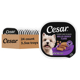 Cesar Classic Loaf in Sauce Grilled Chicken tray open, easy portioning for daily meals.