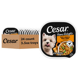 Cesar Home Delights tray front with protein-packed chicken and noodles.