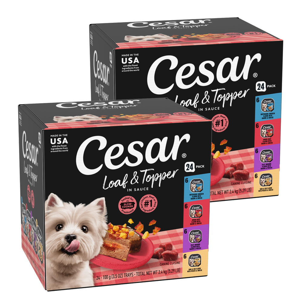 Cesar Loaf in Sauce Rotisserie Chicken tray with real meat for dogs