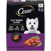 Cesar small-breed filet mignon bowl with tender bites for easy chewing.