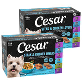 Cesar Steak & Chicken Lovers tray front with real beef flavor for tasty meals