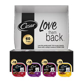 Cesar Variety Pack 60 trays for quick, mess-free meals.