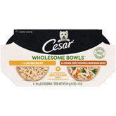 Cesar Wholesome Bowls chicken recipe packshot highlights premium wet dog food packaging and convenience