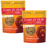 Charlee Bear Crunchy Training Treats package front with two bags for consistent rewards.