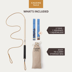 Chasing Tails Flirt Pole heavy-duty anodized aluminum construction.