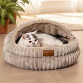 CHEERPALS cat cave bed hooded khaki provides a cozy retreat for indoor cats