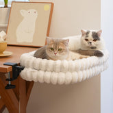 CHEERPALS cat desk bed foldable hammock on white desk for convenient lounging.