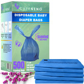 CHEFNENO baby diaper sacks in a blue box for bulk, mess free disposal.