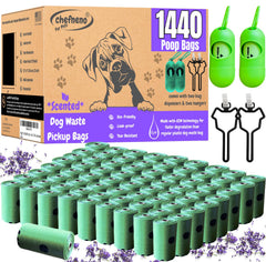 CHEFNENO doggy poop bags with dispenser for convenient waste pickup.