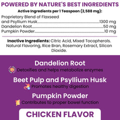 Measuring spoon for Chew + Heal Glands Bowel Support shows easy portioning.