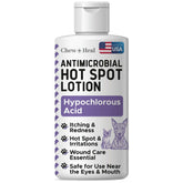 Chew + Heal Labs hypochlorous lotion bottle for dog wound care and gentle cleansing.