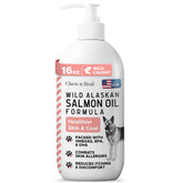 Chew + Heal Labs salmon oil bottle pump cap for easy daily dosing with dogs