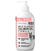 Chew + Heal Labs wild Alaskan salmon oil bottle pump for easy dosing.