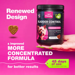 CHEWIA Dog UTI Chews in a bowl ready for daily use and care.