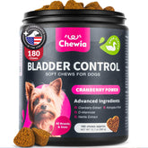 CHEWIA Dog UTI Chews packaging showcases cranberry-based urinary support.