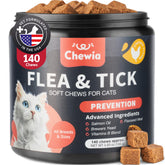 CHEWIA flea treatment for cats bottle shows daily dosing convenience