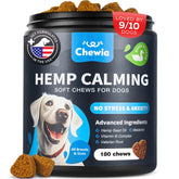 CHEWIA Hemp Calming Chews bottle with treats promotes gentle calm during vet visits