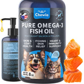 CHEWIA Wild Alaskan Salmon Oil bottle pour supports joints and skin.