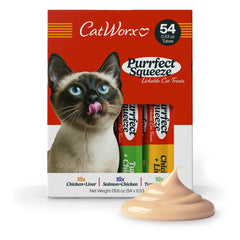 Catworx Purrfect Squeeze chicken-liver tube for easy, mess-free hand feeding.