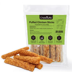 ChewRuffic chicken dog chew sticks texture closeup highlights porous design for longer chewing.