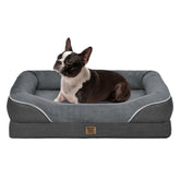 Chez Paw large orthopedic dog bed front view with surrounding bolster for cozy resting.