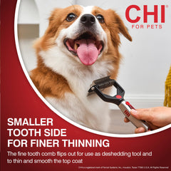 CHI for Dogs dematting rake wide-tooth section loosening mats in chest area