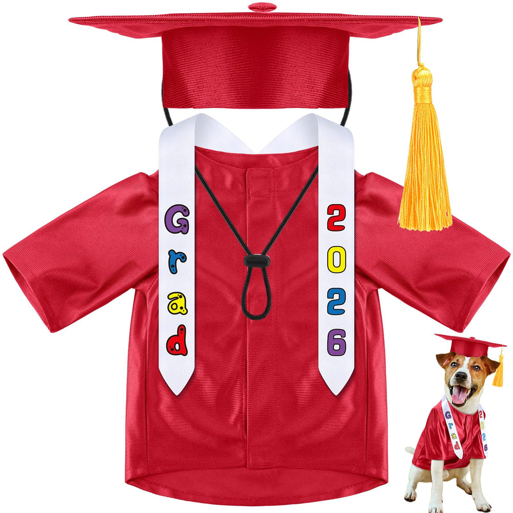 Chicingyou red small-dog graduation cap and gown for adorable milestone photos
