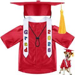Chicingyou red small-dog graduation cap and gown for adorable milestone photos