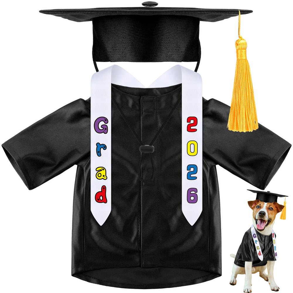 Chicingyou small dog graduation cap and gown kit on a tiny pet for a cute ceremony