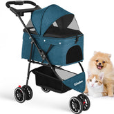 Chihuahua pet stroller front view shows easy access and secure fit for small pets.