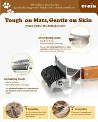 CHILLPLN Cat Brush stainless steel blades deliver precise detangling without pulling