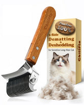 CHILLPLN Cat Brush two-sided dematting rake with 20 teeth for deep mats on long-haired cats