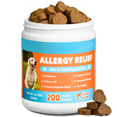 ChoHeel Dog Allergy Chews jar front with salmon flavor for palatable support